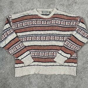 Christopher Hayes Vintage Linen Cotton‎ Knit Sweater Men's XL Geometric Pattern